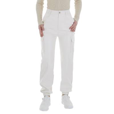 Leather-look trouser for women in white