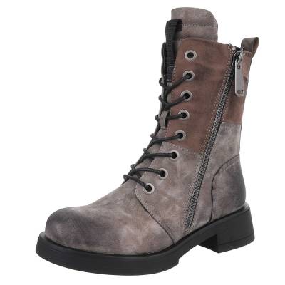 Flache Stiefeletten für Damen in Grau