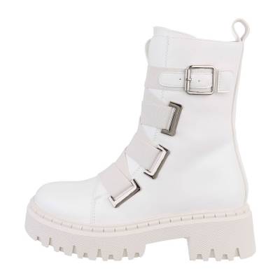 Platform ankle boots for women in creme