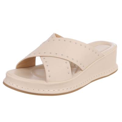 Plateausandaletten für Damen in Beige