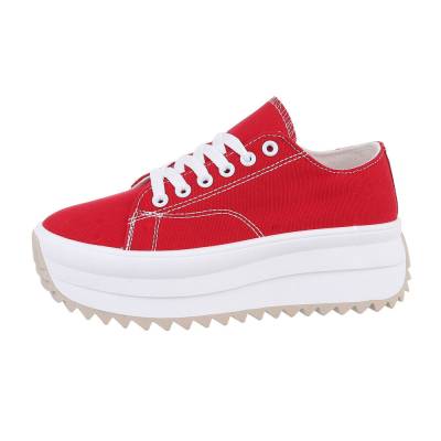 Low-top sneakers for women in red and white