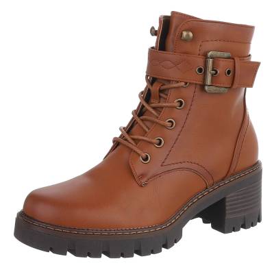 Schnürstiefeletten für Damen in Camel