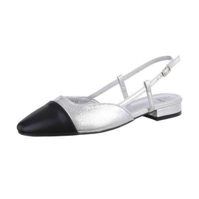 Lace-up heels for women in silver and black