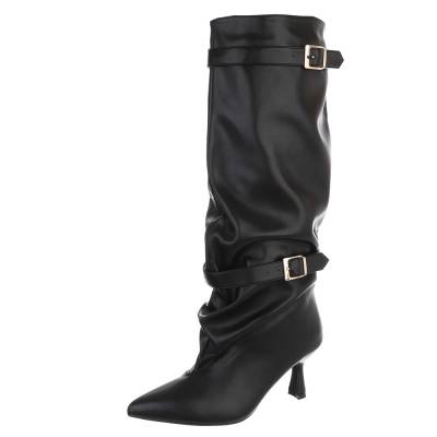 High-Heel Stiefel für Damen in Schwarz und Silber