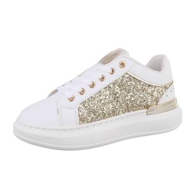 Low-top sneakers for women in gold and white