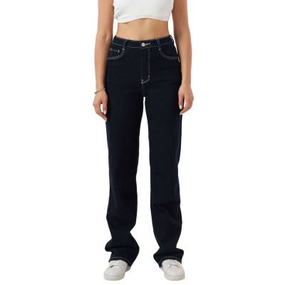 Straight leg jeans for women in dark-blue