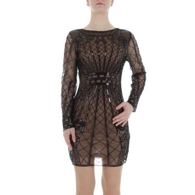 Stretch dress for women in beige and black