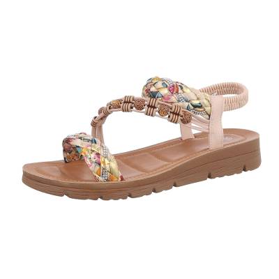 Strappy sandals for women in beige and yellow