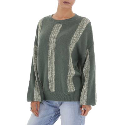 Knit jumper for women in green and gold