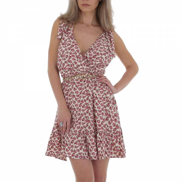 Summer dress for women in pink and beige