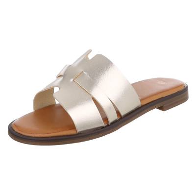 Mules for women in gold