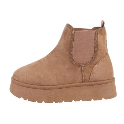 Platform ankle boots for women in light-brown