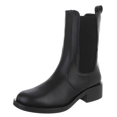 Flache Stiefeletten für Damen in Schwarz