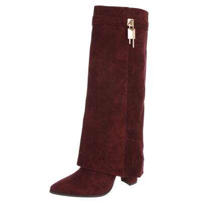 High-Heel Stiefel für Damen in Weinrot