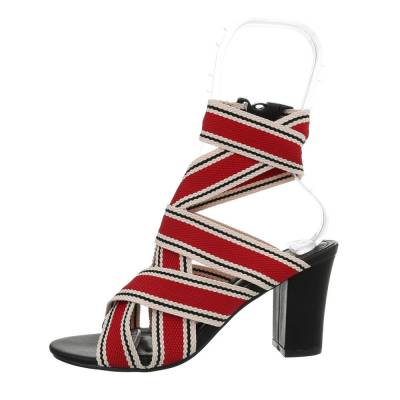 High Heel Sandaletten für Damen in Rot und Schwarz