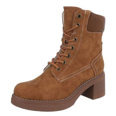Schnürstiefeletten für Damen in Camel
