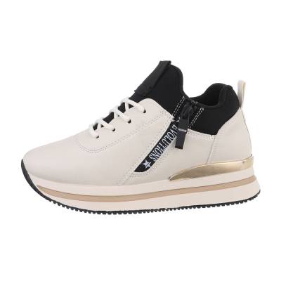 Low-top sneakers for women in beige and black