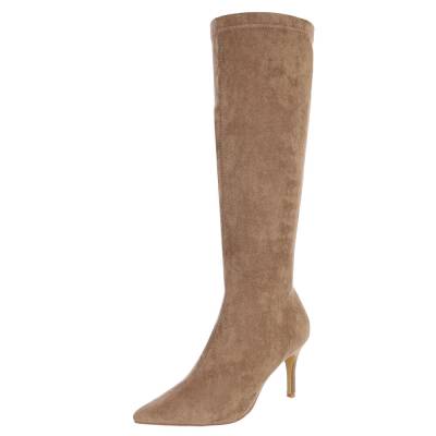 Heeled boots for women in light-brown