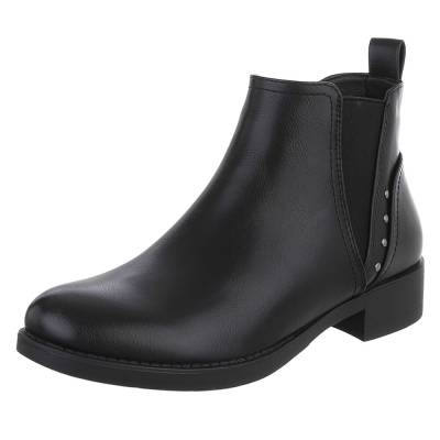 Flache Stiefeletten für Damen in Schwarz