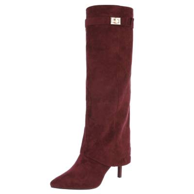 High-Heel Stiefel für Damen in Weinrot