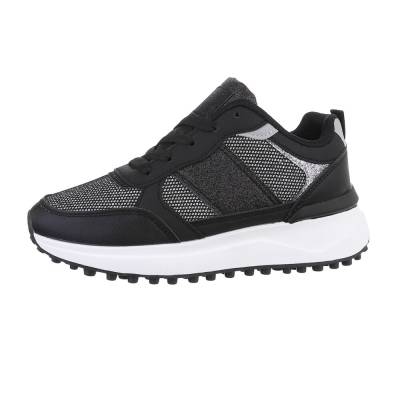 Low-top sneakers for women in black and silver