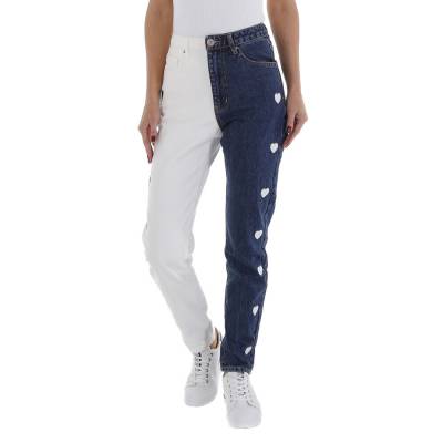 High Waist Jeans für Damen in Blau und Weiß