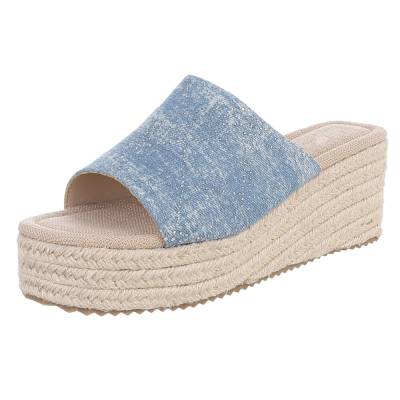 Plateausandaletten für Damen in Blau und Beige