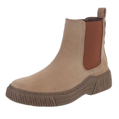 Flache Stiefeletten für Damen in Hellbraun
