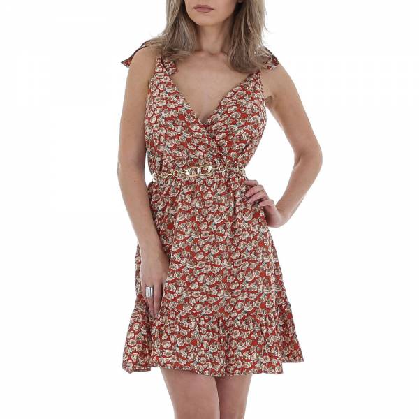 Summer dress for women in red and beige