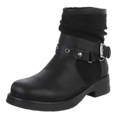 Flache Stiefeletten für Damen in Schwarz