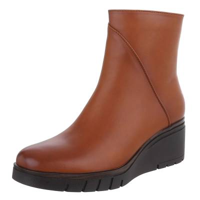Keilstiefeletten für Damen in Camel