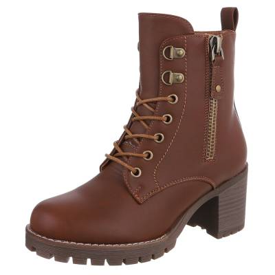 Schnürstiefeletten für Damen in Camel