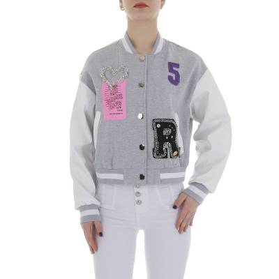 Athletic jacket for women in gray and white