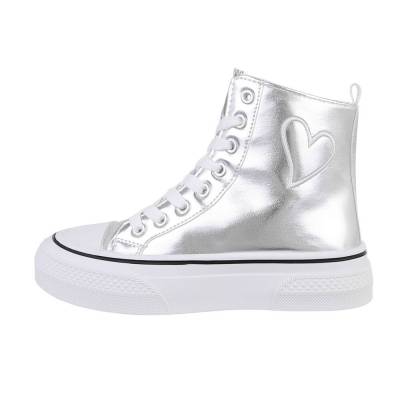 Sneakers High für Damen in Silber und Weiß