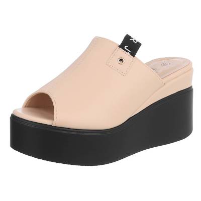 Plateausandaletten für Damen in Beige