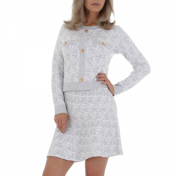 Zweiteiler für Damen in Hellgrau und Weiß