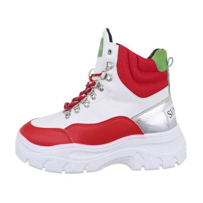Sneakers high für Damen in Weiß und Rot
