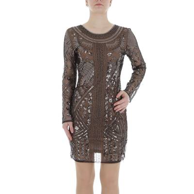 Stretch dress for women in beige and black