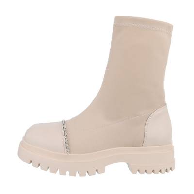 Platform ankle boots for women in beige