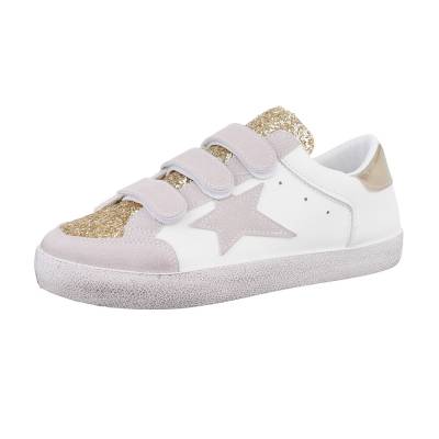 Low-top sneakers for women in gold and white