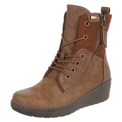 Schnürstiefeletten für Damen in Camel