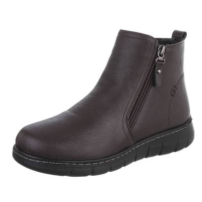 Flat ankle boots for women in dark-brown